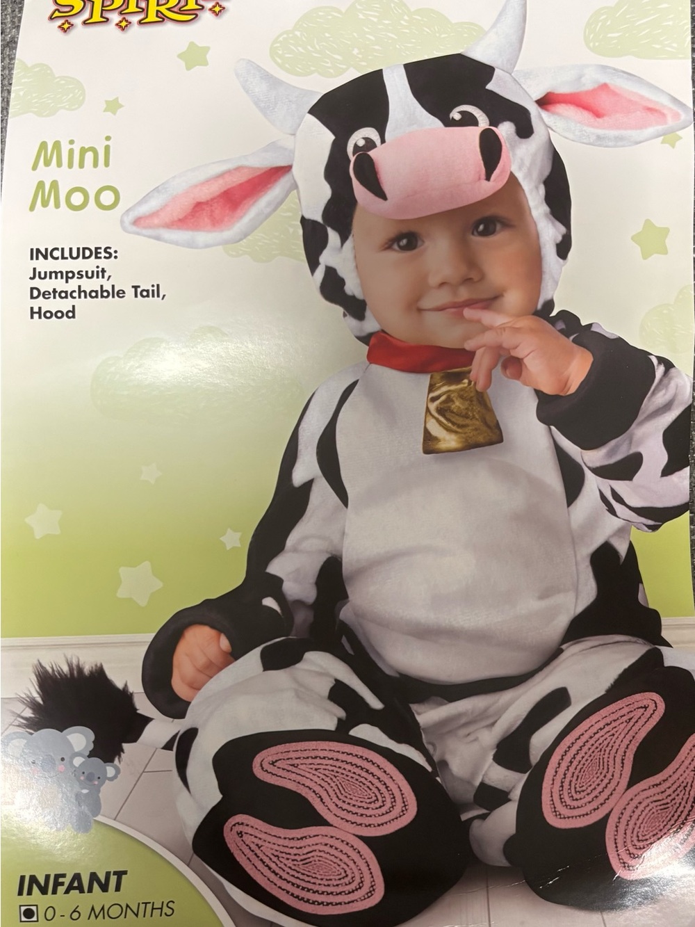 Mini Moo Infant Cow Costume - Black & White with Pink Accents